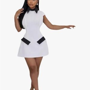 Elegant White and Black Mini Dress